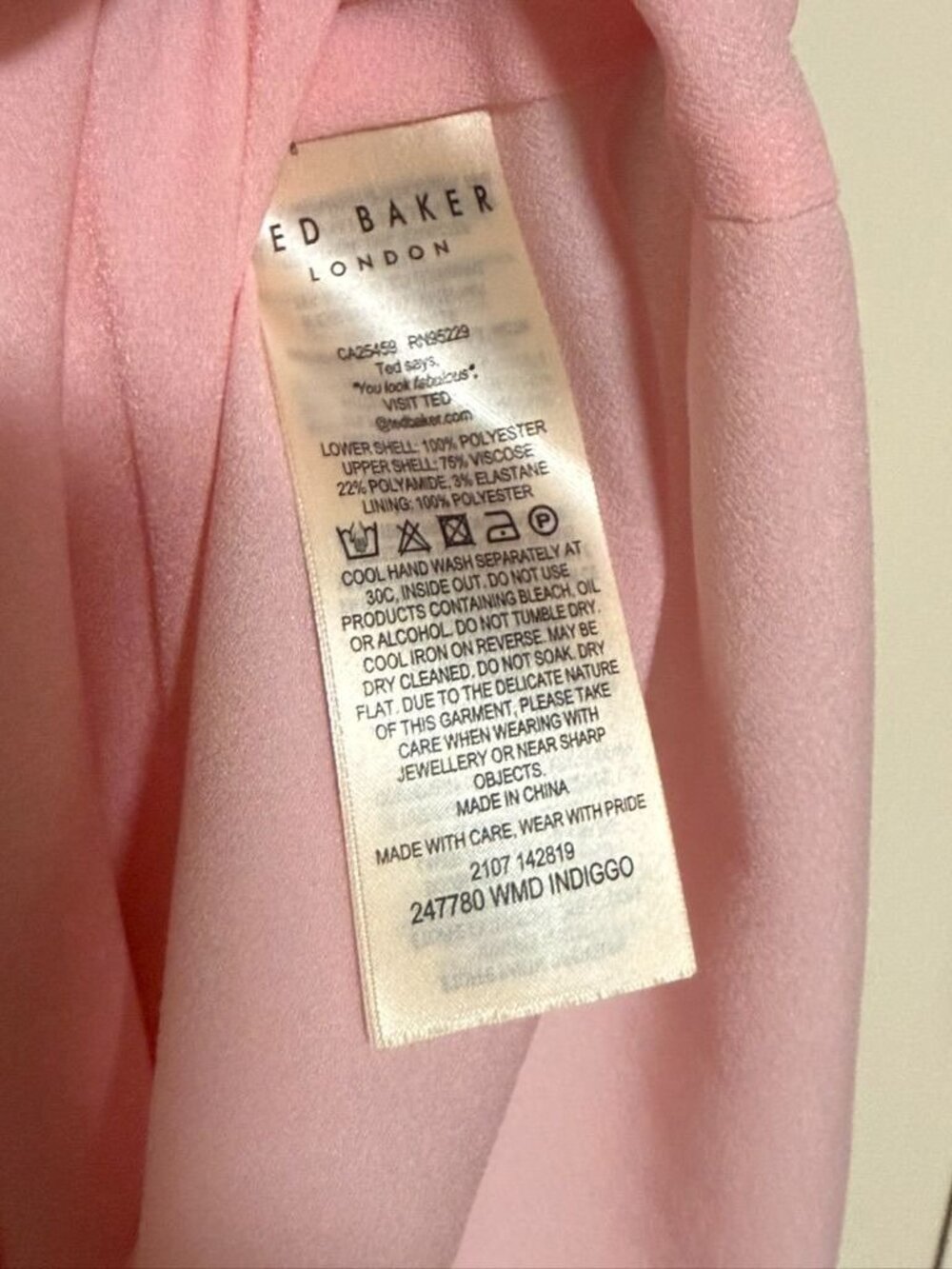 Ted Baker VGUC Indigo colourblock pleated dress in Size 0 - Picture 8 of 9